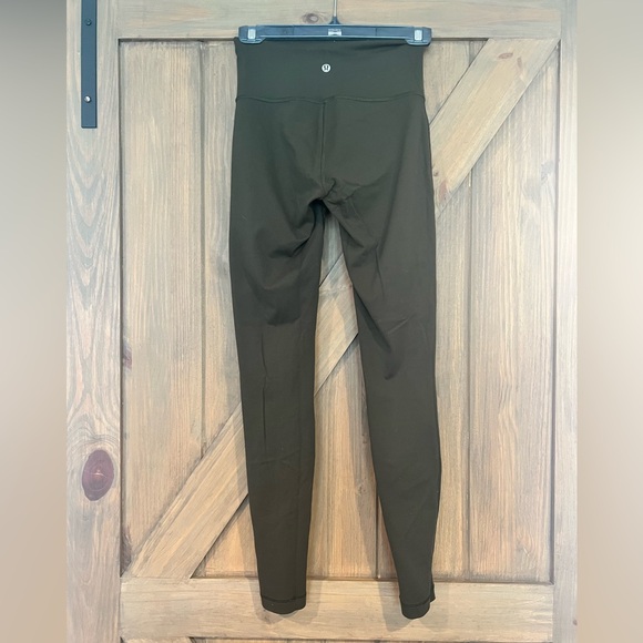 Lululemon Wunder Under Pant (high rise) tech mesh 28” olive green size 6 - Picture 4 of 4
